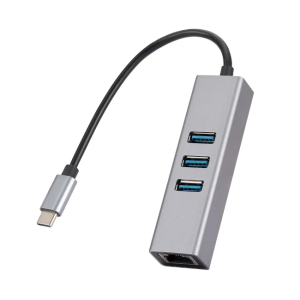Hub USB-C 3x 3.0 Ethernet Rozgałęźnik portów
