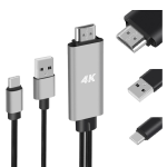 Kabel wideo z USB TYP-C na HDMI 1,8m + ładowanie 4K ekran obraz z telefonu