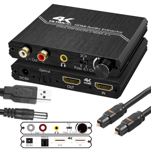 Extractor HDMI 2.0 DAC 4K 60FPS UHD SPDIF Toslink L/R Jack 3,5mm separator