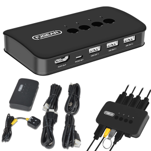 Przełącznik KVM 4x1 HDMI1.4 Switch 4K 30Hz USB czwórnik obrazu audio zestaw