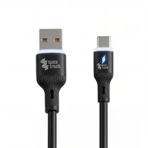 Kabel USB2.0 A do C LED 60W silikon czarny 2m