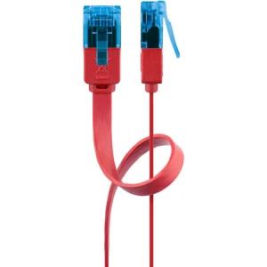 Kabel LAN Patchcord CAT 6A UTP PŁASKI red 1m