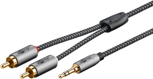 Kabel audio Jack - 2x RCA Goobay Plus TEXTIL 1m