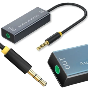 Izolator Jack 3,5mm AUX reduktor szumów zakłóceń szumów dźwięku mini kabel