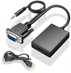 KONWERTER ADAPTER obrazu z VGA na HDMI + audio