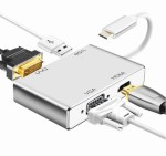 Konwerter HUB Adapter 4 w 1 Type C na VGA / DVI 4K / HDMI 4K / USB USB-c