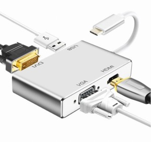 Konwerter HUB Adapter 4 w 1 Type C na VGA / DVI 4K / HDMI 4K / USB USB-c