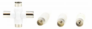 Trójnik czwórnik kabla antenowego + 3 wtyczki przejsciówka adapter